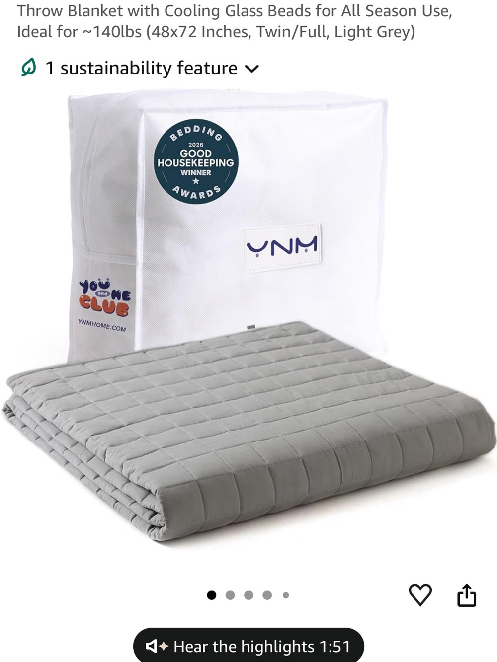 Cooling Weighted Throw Blanket in Light Gray